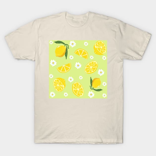 Lemons and white daisies fresh summer pattern gift T-Shirt by CuTeGirL21